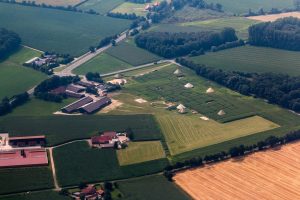 Aerial view of farmland fields